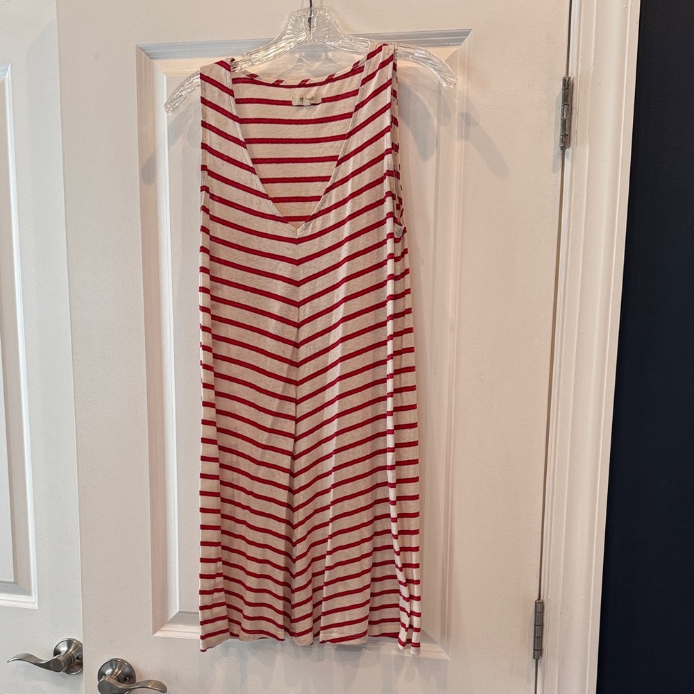 Madewell Cream and Red Striped Sleeveless Dress